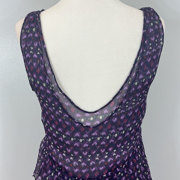 Moschino Cheap and Chic Silk Halter Top Ruffle Dress with Purple Heart Pattern - Picture 11 of 17